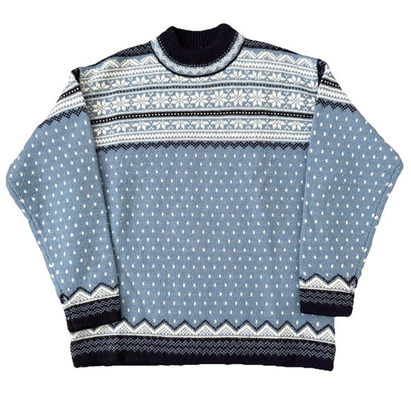 Lands End Fair Isle Wool Pullover Sweater Womens Small Mock Neck Classic Winter - Picture 8 of 8